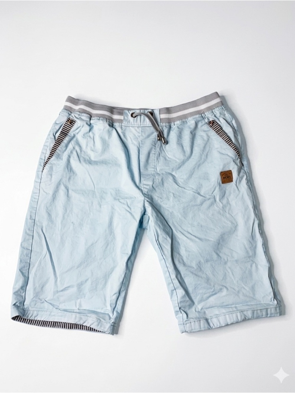 NEWS Leisure Light Blue Linen Blend Shorts - XL - Summer Coastal Beach
